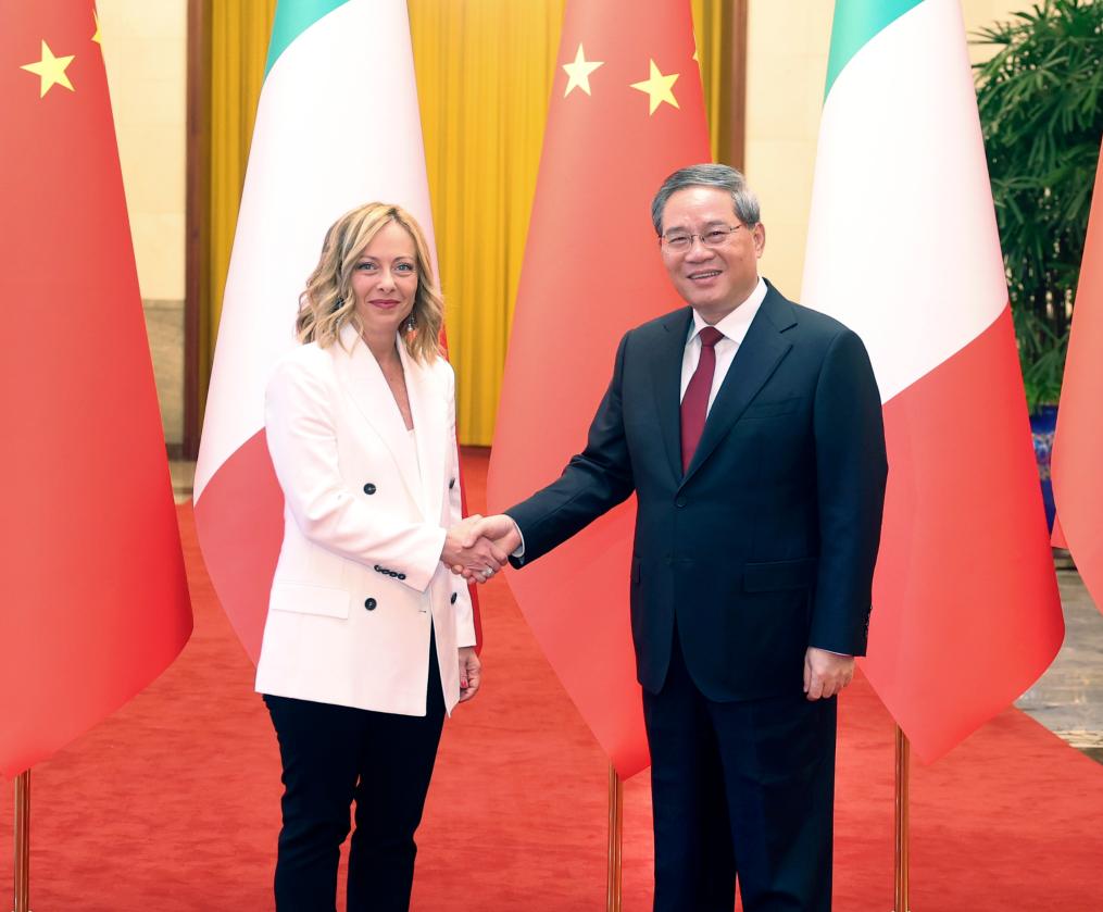 Giorgia Meloni meets with the Chinese Premier, Li Qiang in Beijing ,July 30. 2024. NSN Asia