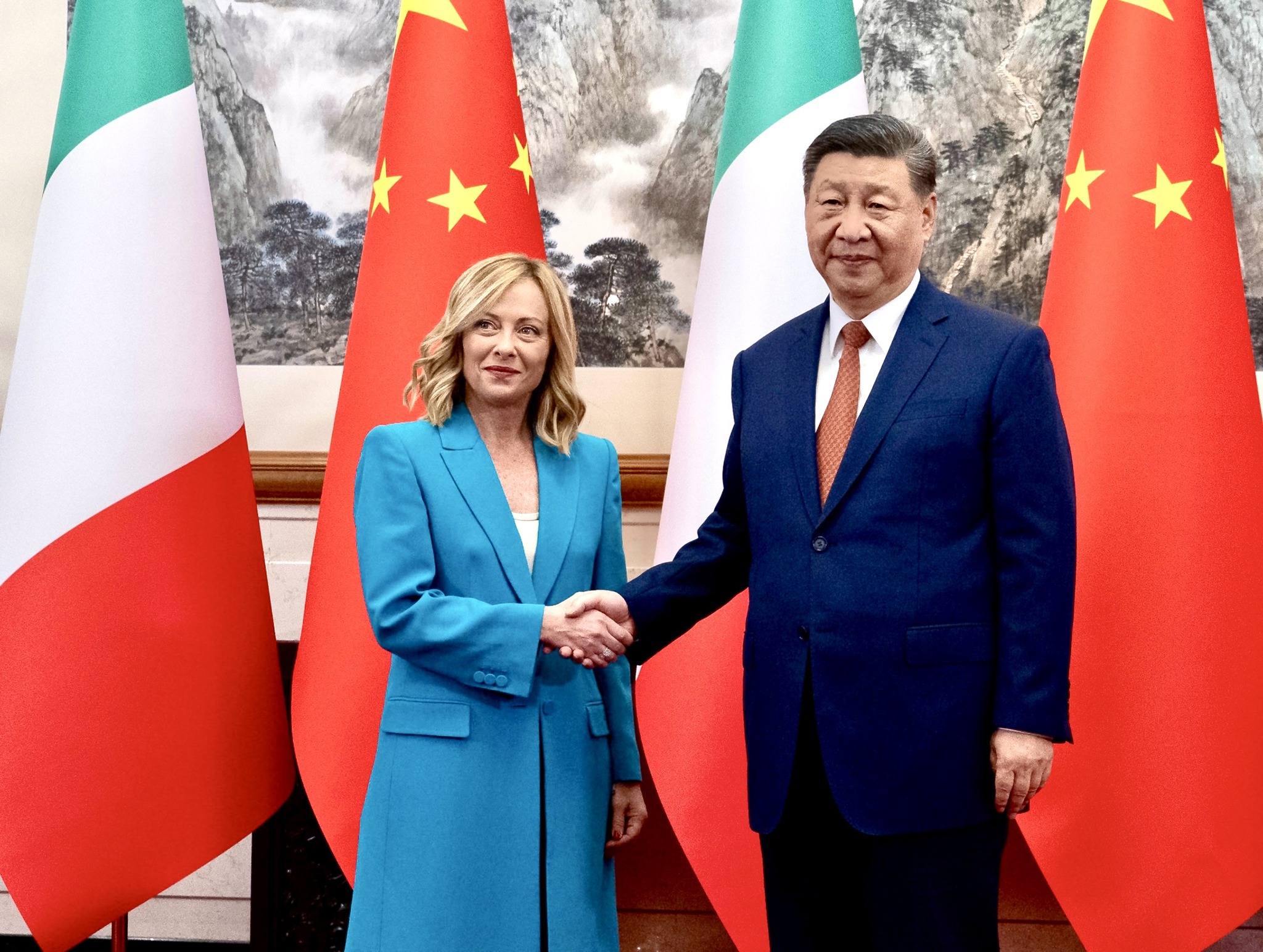 Italian Prime Minister Giorgia Meloni meeting Chinese President Xi Jinping in Beijing, July 30, 2024, NSN Asia