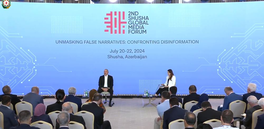 President of the Republic of Azerbaijan Ilham Aliyev attends the opening ceremony of the 2nd Shusha Global Media Forum July 20, 2024, NSN Asia 