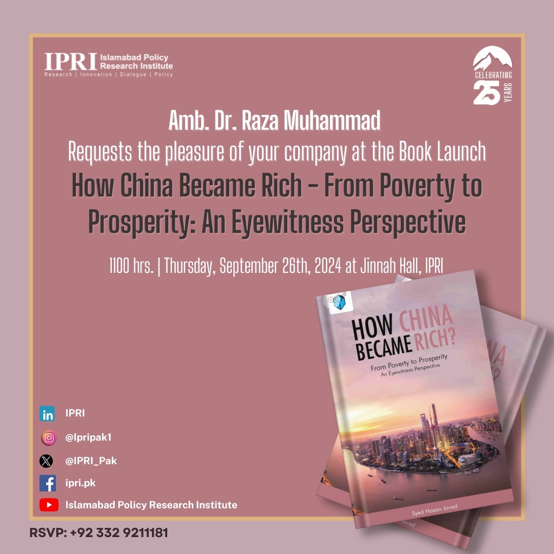 How China Became Rich, From Poverty To Prosperity, Book Launch By Ipri 