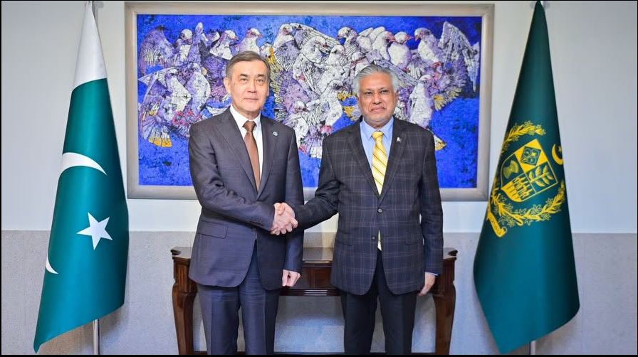 Deputy-Prime-Minister-and-Foreign-Minister-Senator-Mohammad-Ishaq-Dar-Receives-Secretary-General-of-the-Shanghai-Cooperation-Organization-SCO-Nurlan-Yermekbayev-in-Islamabad-Pakistan.