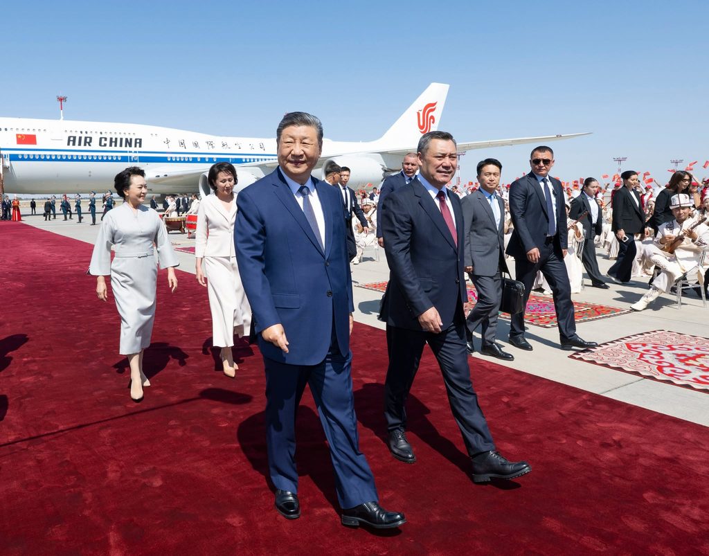 Chinese President Xi Jinping arrives in Bishkek to attend the Shanghai Cooperation Organization Summit 2026 